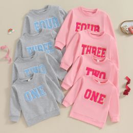 FOCUSNORM 1-5Y Toddler Kids Boys Girls Birthday Sweatshirt 2 Colours Letter Embroidery Long Sleeve Pullovers Autumn Tops