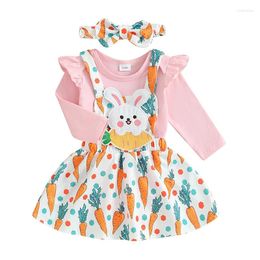 Clothing Sets Baby Girl Easter Outfits Born Romper Clothes Long Sleeve Infant Overall Dress Suspender Skirt