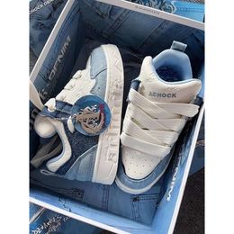 2024 Spring New Shicay-Slice-Match All-Match Shadual Sneakers Female National Trend Niche Denim Blue Bread Shoes Male Male