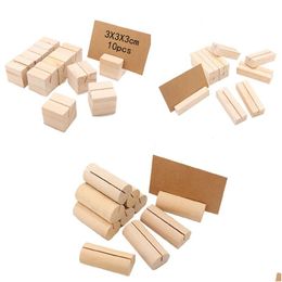 Party Decoration Wood Card Holder For Wedding Christmas Name Place Cards P O Menu Holders With Blank Number Clip Stand Desk Drop Del Dh40M