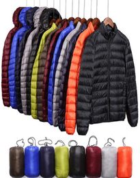 Brand Autumn Winter Light Down Jacket Men 039S Fashion Hooded Short Large Ultra Thin Lightweight Youth Slim Coat Size S5XL7117710