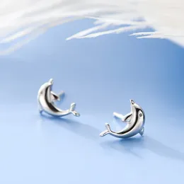 Stud Earrings 925 Silver Plated Dolphin For Women Girls Kids Party Birthday Jewelry Gifts Eh067