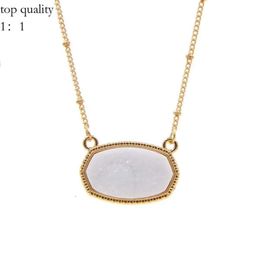 Elisabetta Franchi Pendant Necklaces Resin Oval Druzy Necklace Gold Color Chain Drusy Hexagon Style Luxury Designer Brand Fashion Jewelry For Women 617