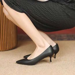 Lacquer leather high heels, pointed fashionable black single shoes women, 2024 Spring and Autumn New Work Professional Single Shoes for women