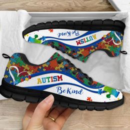 Casual Shoes Womne Sneakers Autism Cancer Awareness Love Heart Design Lady Shockproof Flat Comfort Lace-up Tennis Zapatos Para Mujeres