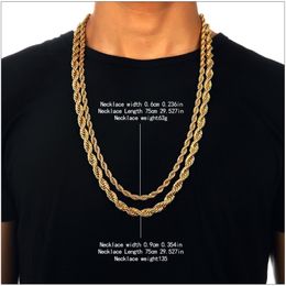 Hot 6-9mm Gold Plated Metal Braid Twist Chain 29 5 Inch For Men Women Stunning Fashion Cool Jewelry 251A