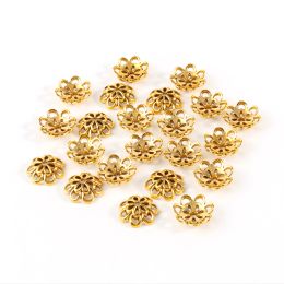 Tibetan Antique Silver Colour Gold Flower Metal Spacer Loose Beads End Caps for Jewellery Making Diy Needlework Finding Accessories