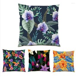 Pillow Colourful Home Polyester Linen 45x45 Cover Vintage Sofas For Living Room Sofa Decorative Flower Pillowcase E0739