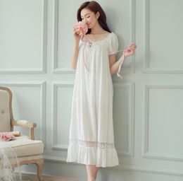 Night dress long white nightgown Women Nightgowns Cotton Short Sleeve sexy nightwear vestido vintage sleepwear pijama nightdress7879593