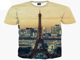 3D T shirts Europe Fashion tshirt menwomen 3d t shirt summer tops tees print City Paris Eiffel Towers short sleeve tshirt7030297