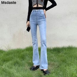 Women's Jeans Women Autumn High Waist Flare Pants Stretchy Elastic Full Length Mom Slim Denim Trousers Pantalones Woman