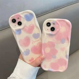 Heart Cream Shell Phone Case Suitable for 15promax Phone Case Girls 14promax Full Pack 13/12 Flower 11