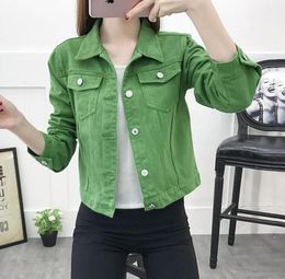 Women039s Jackets Denim Jacket Coats Women 2021 Spring Autumn Casual Office Lady Short Clothes Candy Colour Green Red White Yell1908101