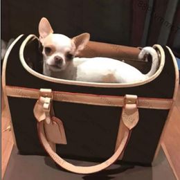 Leather Genuine Big Dog Carrier Quality 5A Classic Designer Style Pet Doggy Totes Soft-Sided Cat Carriers Pets Bag Ekcmu