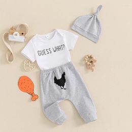 Clothing Sets Farm Baby Boy Outfit Funny What Short Sleeve Romper Chicken BuPants Hat Set Gift