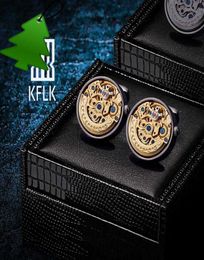 KFLK Jewellery Shirts Cuff links for Mens Brand Watch Movement Mechanical Big Cufflinks Button Male High Quality Guests Automatic Ti9266575