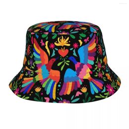 Berets Women Men Bob Hat Mexican Floral Beach Hatwear Packable Outdoor Sport Fishing Caps Mexico Carnaval Pattern Ispoti Birthday Gifts