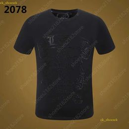 Philipe Plein T-Shirts Luxury Brand Men's Fashion Original Design Summer High Quality T Shirt PP Classic Rhinestone Tshirt Streetwear Plain Bone Casual Clothes 259