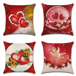 Pillow Happy Valentines Day Wedding Cases Cover Red Heart Love Print Throw Case Home Decoration Pillowcase