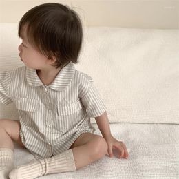 Clothing Sets Baby Clothes Fashion Casual Suit 2024 Summer Thin Korean Style Boys Striped Loose Breathable Cotton