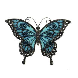 Metal Butterfly Wall Decoration Glass Outdoor Wall Art Sculpture Hanging Garden Decoration Indoor Home Decoration of Patio 240518