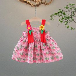 Girl Dresses Girls' Dress Summer Children's Wear Beautiful Tulip Three-dimensional Flower Princess Korean Version Halter Child