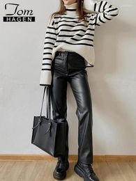Women's Pants Winter Leather Slim Zipper Classic Soft Pu Faux For Women 2024 Black High Waist Trousers
