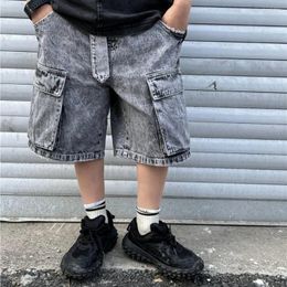Trousers Boys Pants Korea Style 2024 Summer All Match Shorts Cargo Jeans Loose Vintage Baby Fashion Kids Clothes