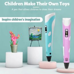 3D Pen Printing Pencils OLED Display Gel Art Craft Printer PLA ABS Filament 3D Drawing Print For Kids/Adults Creative Draw Paint