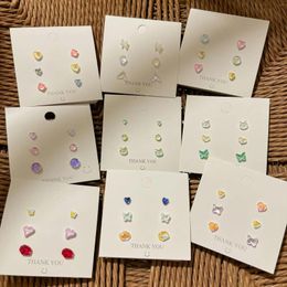 Stud Earrings KADRUFI Colorful Laser Heart Set For Women Geometric Round Square Butterfly Korean Fashion Mini Earring Jewelry
