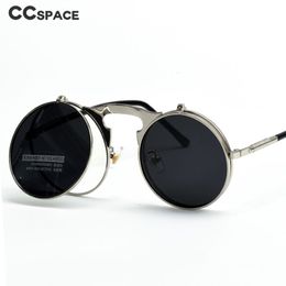 Steampunk Round Sunglasses Women Men Metal Vintage Flip Circular Double lens Sun Glasses Style CIRCLE Shades Gafas Oculos De S 187N