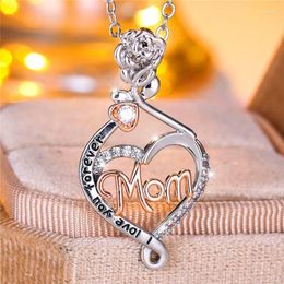 Pendant Necklaces Luxury Crystal Zircon Stone Mom Letter Necklace Vintage Wedding Jewellery For Women Mother's Day Gift