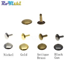 100Pcs/Set 6mm-12mm Metal Round Double Cap Rivets Studs Nail For Leather Craft Accessories Repair Shoes Bag Belt Clothing