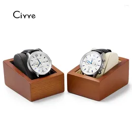 Decorative Plates Ciyye Solid Wood Watch Display Stand Props With Microfiber Organiser Jewellery Storage For Shop Counter Box