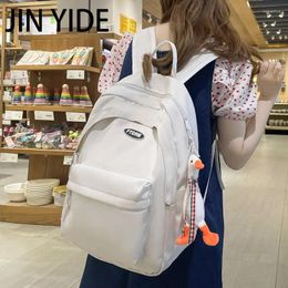 Backpack Japanese Cute Nylon Women Fashion Large Capacity College Schoolbag For Teenage Girls Solid Color Travel Student Bookbag