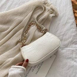 Fashion Baguette bags MINI Crocodile Pattern PU Leather Shoulder Bags For Women Chain Designer Luxury Handbag Female Travel tote 2214