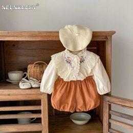 Clothing Sets 2024 Spring In Kids Baby Girls Clothes Children Embroidery Flower Ruffles Top Shirts Bud Shorts Infant Set 2pcs 0-3Y