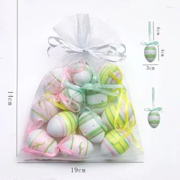 Party Decoration 12Pcs Plastic Easter Eggs Hanging Ornament Tree Basket Colourful Happy Kids Gift Home Decor
