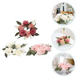 Decorative Flowers 3 Pcs Artificial Leaf Wreath Tables Rose Ring Rings Decor Window Wedding Plastic Layout Props