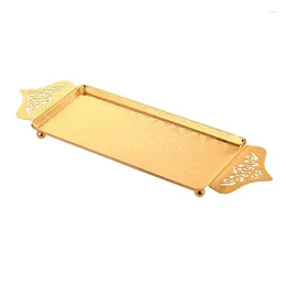 Plates Rectangular Fruit Tray Serving Iron Golden Appetizer Plate Dish Wedding Home Candy Cake