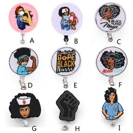Medical Key Rings Multi-style Black Nurse Felt ID Holder For Name Accessories Badge Reel With Alligator Clip 271H