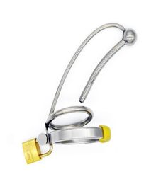 Stainless Steel Male Devices Long Urethral Catheter Metal Cage Lock Belt Hinged Ring Drain Tube Sex Toys for Men CC0024021901