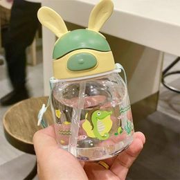 Water Bottles Baby Kindergarten Scale Small Cup Children's Suction Tube Cute Cartoon Primary School Students Special Bottle