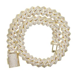 19 mm breite schwere Kette aus dem Bling Diamant Curb Cuban Link Chain Hip Hop -Kette Halskette 231s