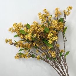 Decorative Flowers 2pcs Simulation Osmanthus Green Plants Floral Home Decor Snow Willow Small Fake Flower Bedroom Decoration