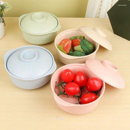 Bowls Wheat Straw Plastics Instant Creative Noodles Bowl Lid Salad Anti- Soup Reusable Solid Color Container Set