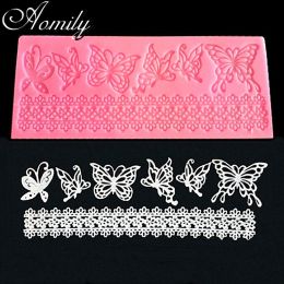 Aomily Wedding Cake Silicone Beautiful Flower Lace Fondant Mould Mousse Sugar Craft Icing Mat Pad Pastry Cake Decorating Tools