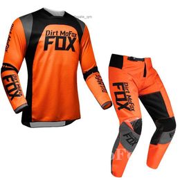 Cycling Jersey Sets Motocross Racing 180 Trice Lux Gear Set 2022 Dirt MoFox Jersey Pants ATV UTV Downhill Bike Kits Cycling Offroad Orange Suit