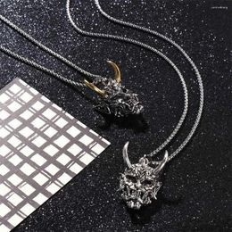 Pendant Necklaces Handsome Street Cool Vintage Dark Exaggerate Man Necklace Clavicle Chain Wheat Ox Head Choker
