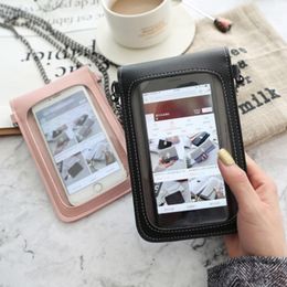 Storage Bags Touch Screen Cell Phone Purse Smartphone Wallet Leather Shoulder Strap Handbag Women Bag For X S10 Huawei P201 2222